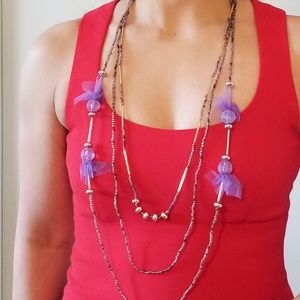 NWT Purple and gold beaded necklace